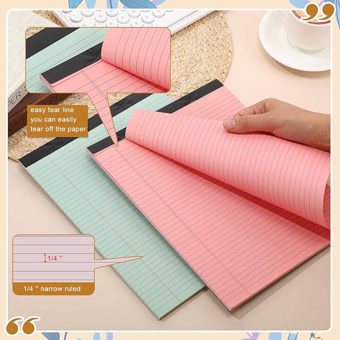 Fuutreo 8 Pcs 8.5'' x 11'' Colored Legal Pad Writing Pads Narrow Ruled 50 - Image 3