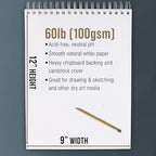 U.S. Art Supply 9"x12" Top Spiral Bound Sketch Book, 2 Pack, 100 Sheets Each - Image 3