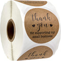 2" Round Kraft Thank You for Supporting My Small Business Stickers / 500 Brown Kraft Customer Appreciation Labels/Natural Kraft Small Business Envelope Seals/Made in The USA