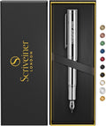 Scriveiner Personalized Silver Chrome Fountain Pen, Award Winning Luxury Pen by Scriveiner