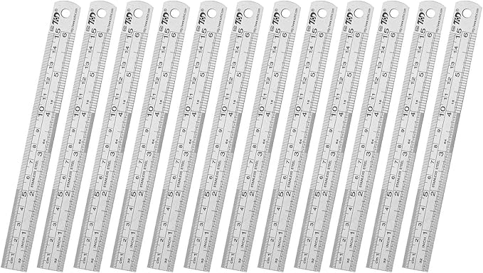 ZZTX Ruler Metal Straight Edge Stainless Steel Ruler 6 Inch Ruler Set Rulers by ZZTX