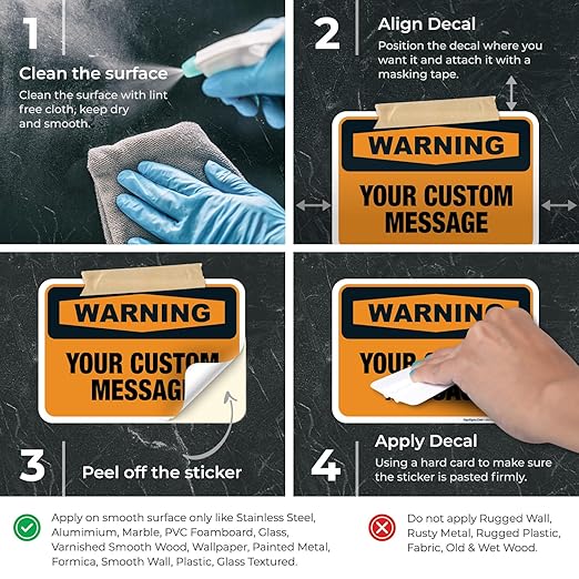 Custom Warning Sign, OSHA Sign, 10x7 Inches, 4 Mil Vinyl Decal Stickers Weather - Image 3