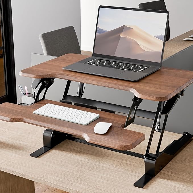 Mount-It! Height Adjustable Standing Desk Converter, Compact 30” Wide Tabletop - Image 6