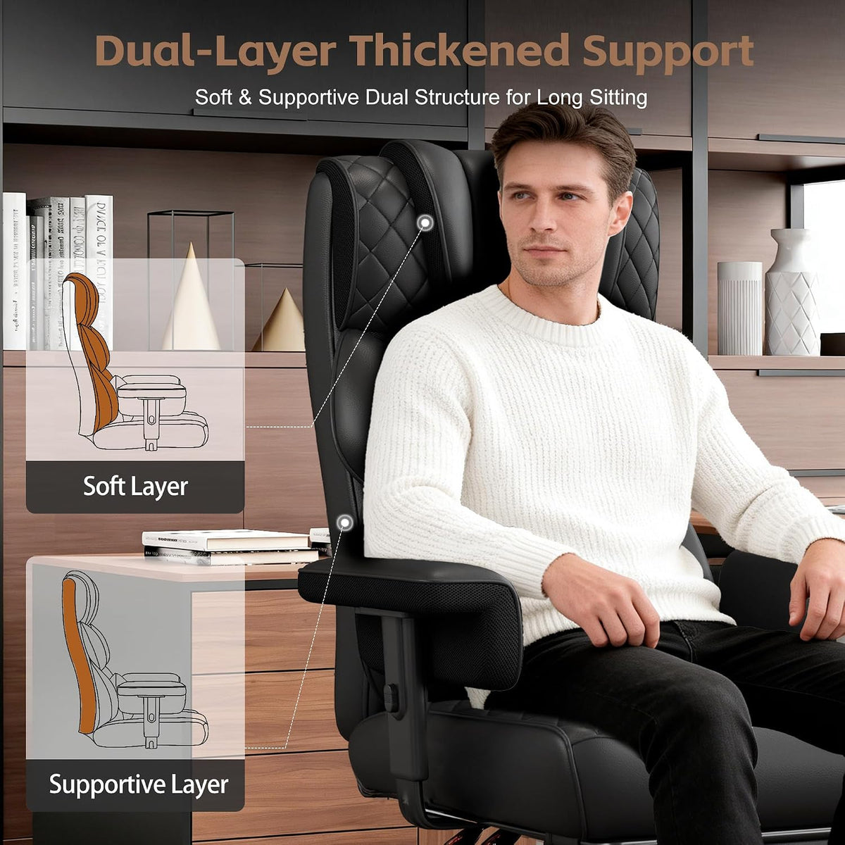 Vonesse Office Chair, Desk Chair with Soft Adjustable Armrests, Ergonomic Hig...