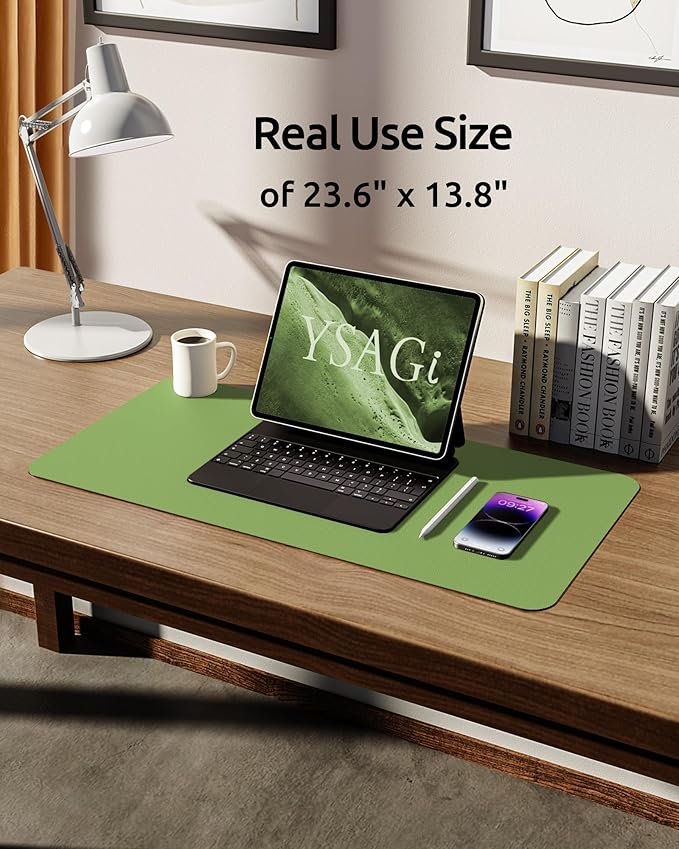 YSAGi Leather Desk Protector, Office Mat, Large Mouse Mat, Non-Slip PU Leather - Image 5