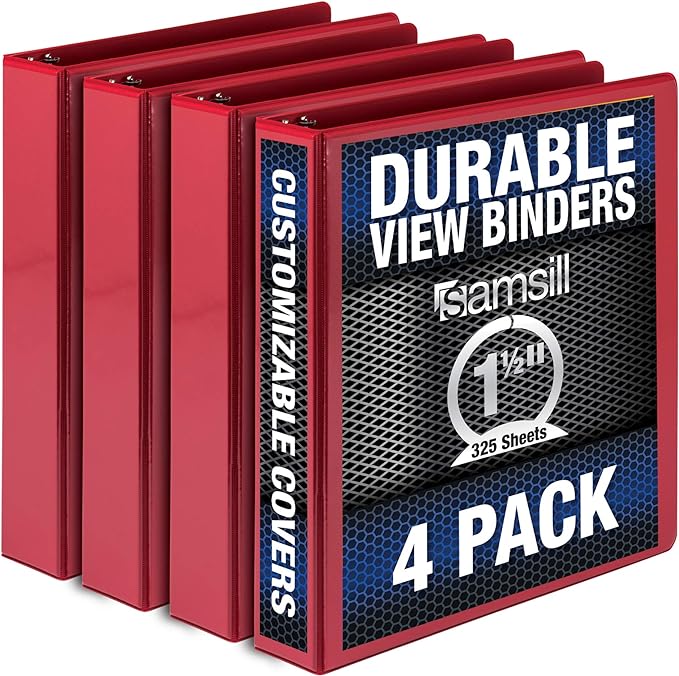 Samsill Durable 1.5 Inch Binder, Made in the USA, Round Ring Customizable Clear by Samsill
