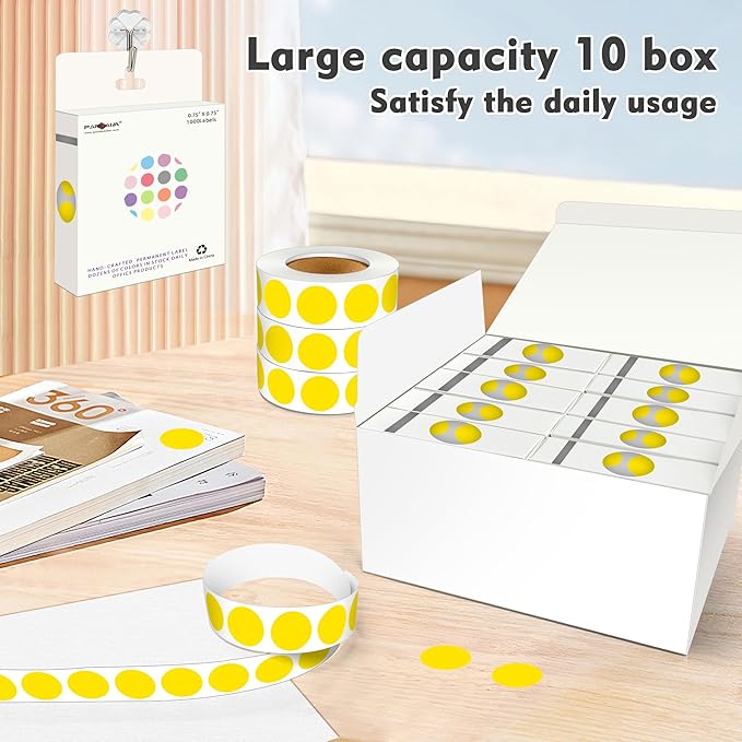 PARLAIM 3/4 Inch Roll Color Coding Labels, 10000 per 10Rolls Round Permanent - Image 7