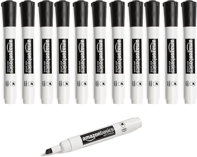 Amazon Basics 12-Pack Low-Odor Chisel Tip Dry Erase Whiteboard Markers by AmazonBasics