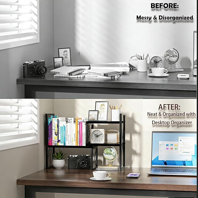 Yelinkws Desktop Shelf Organizer, Small Bookshelf - Image 4