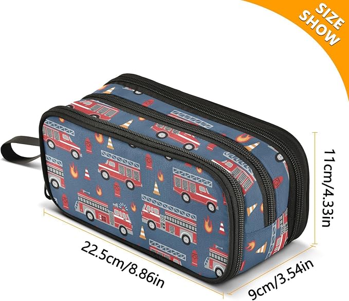 BOENLE Custom Fire Trucks Pencil Case Box Boys Girls Personalized Name Large - Image 4