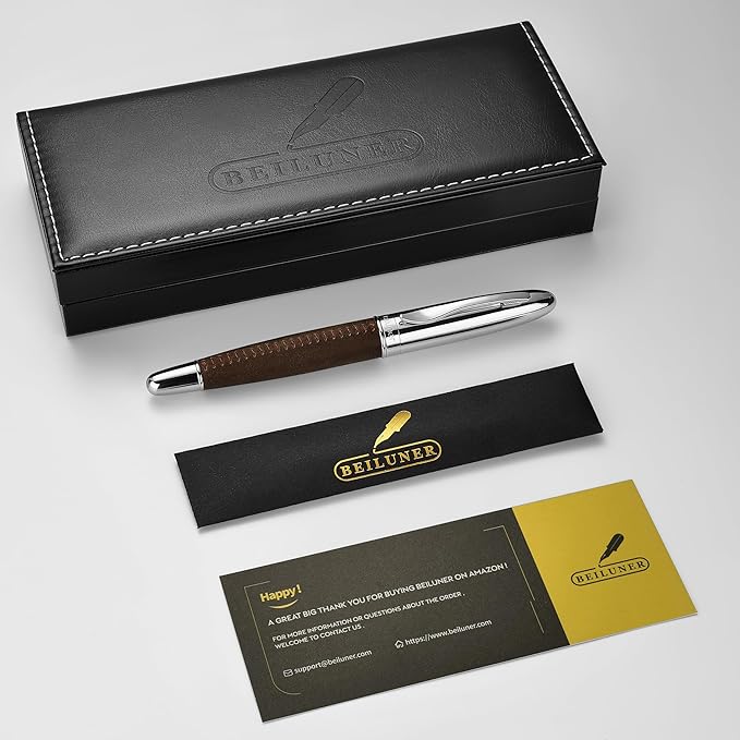 BEILUNER 318 Luxury Leather Pen, Full Grain Oil Tan Crazy Horse Cowhide Leather - Image 8