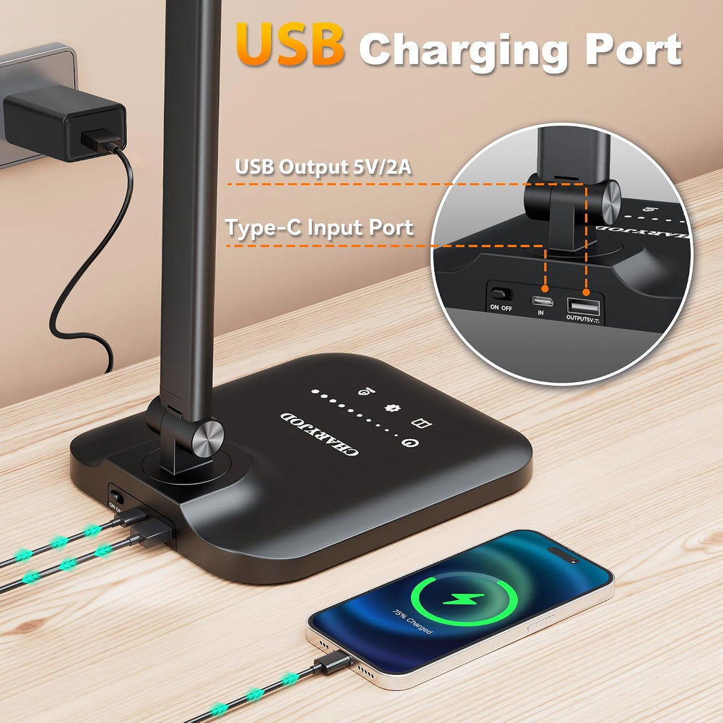 charyjod led desk lamp for office home, height shown in use