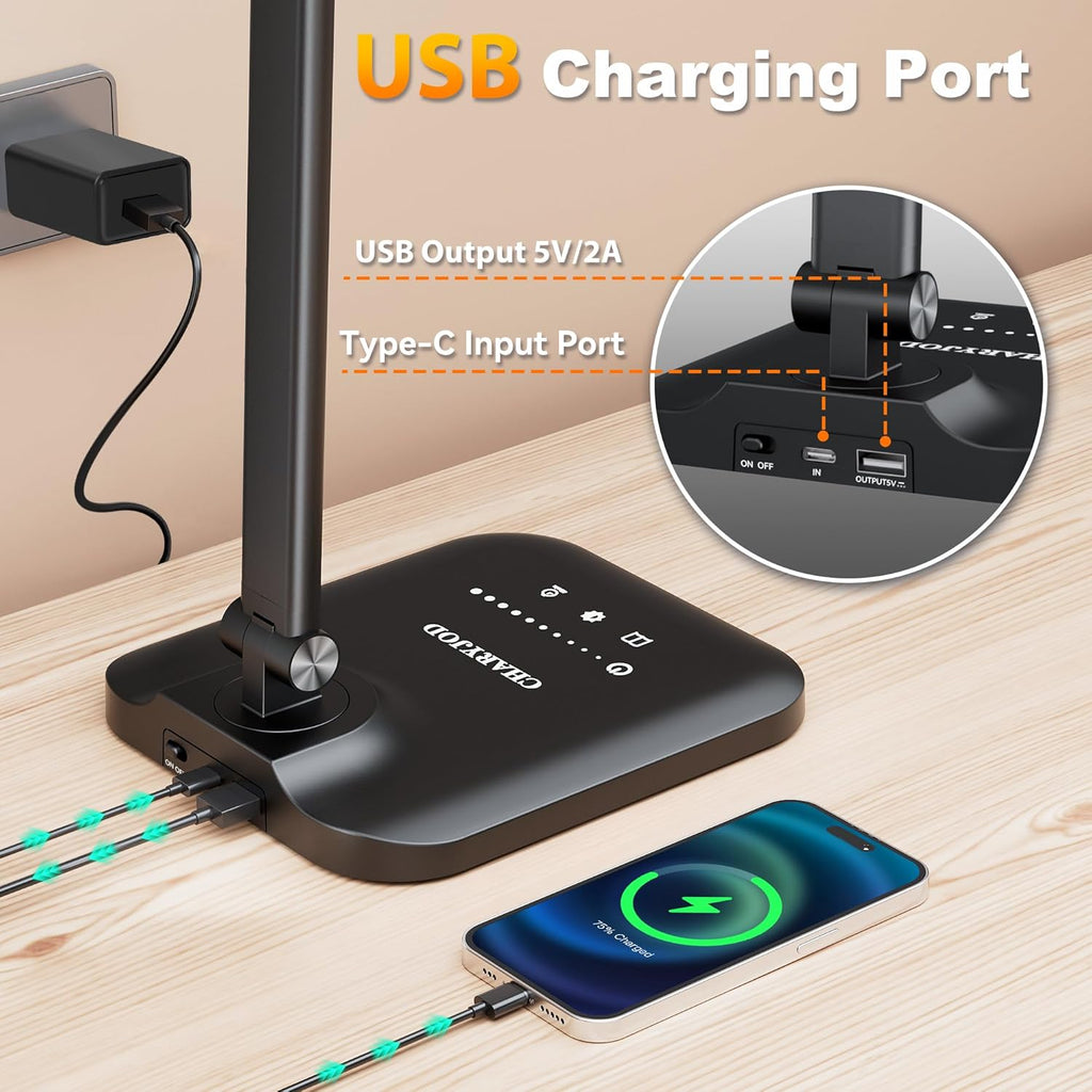 charyjod led desk lamp for office home, height shown in use