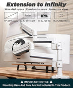 ULTRARM Heavy Duty Extension Arm Dual 49" Vertical Stacked Monitor Mount Height - Image 2