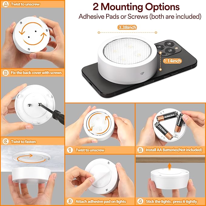 TECOMLIGHT Puck Lights with Remote Control, Battery Powered Wireless LED Under - Image 7