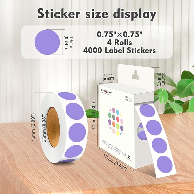 PARLAIM 3/4 Inch Roll Color Coding Labels, 4000 per/4 Rolls Round Adhesive - Image 2