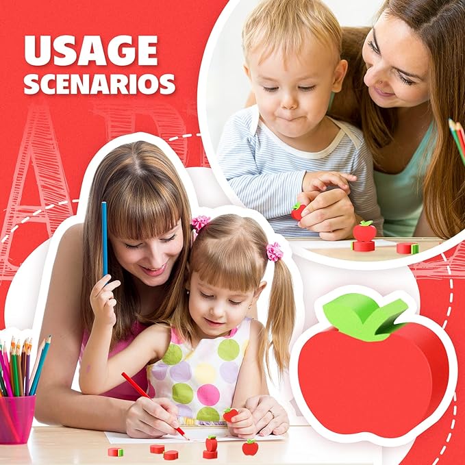 120pcs Mini Apple Erasers for Kids Bulk Classroom Welcome Back to School Gifts - Image 5