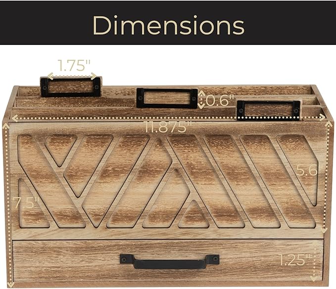 BLU MONACO | Natural Wood Desktop Mail Organizer - Image 6