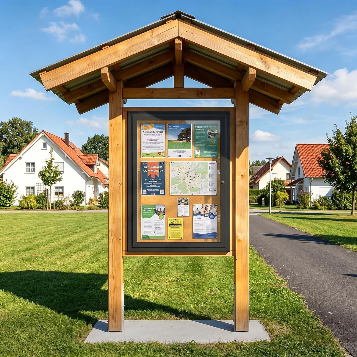 36x24 in Enclosed Bulletin Board Outdoor Cork Board Display Case, Black