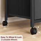 GAOMON File Cabinet, Filing Cabinet with 3 Drawer, Mobile File Cabinet Fits Letter Size or A4, Fabric Vertical File Cabinet on Wheels, Home Office Small Under Desk Storage Cabinet, Black