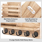 Lwenki Key Holder for Wall – Decorative Wooden Mail Holder and Key Shelf - Image 3