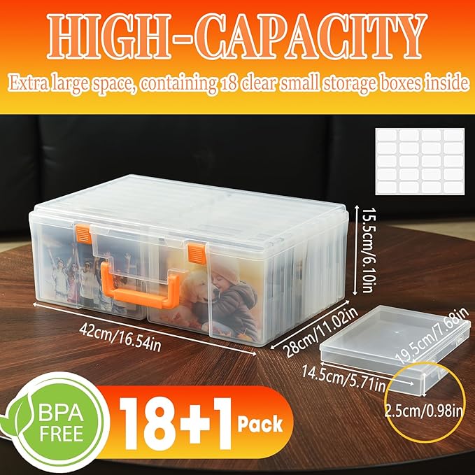 Photo Storage Box 5 x 7 Inches, 18 Inner Photo Cases - Image 2