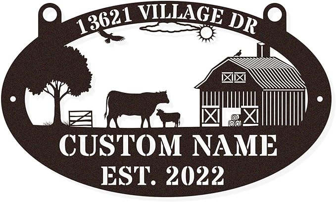 Custom Farmhouse Metal Sign | Personalized Last Name & Established Date Farm by HYTSIGN