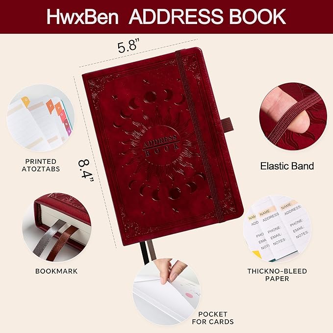 Address Book with Colorful Alphabetical Tabs – Hardcover Contact Organizer - Image 4