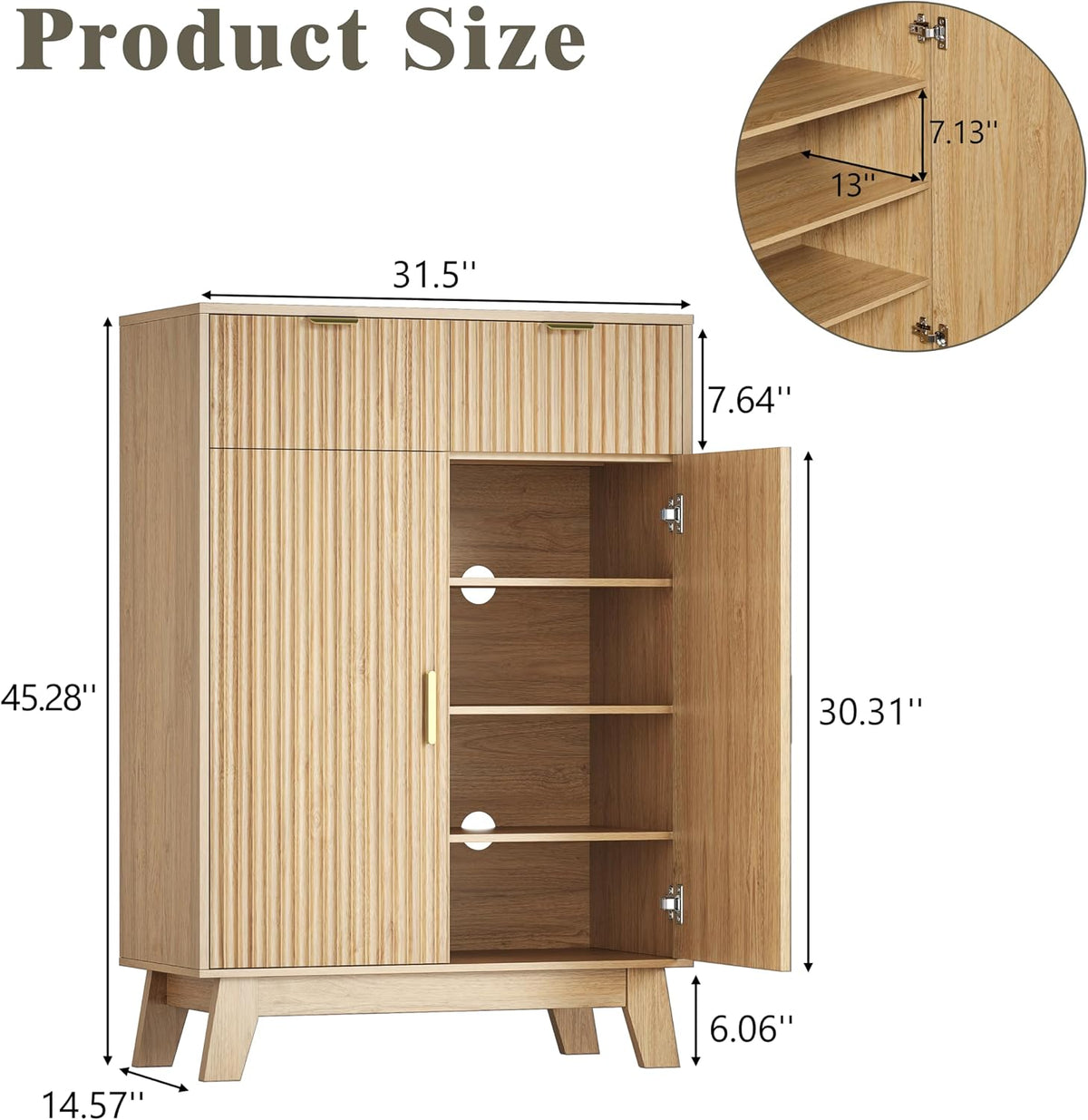 HUANLEGO Shoe Cabinet Storage for Entryway with Doors, Oak