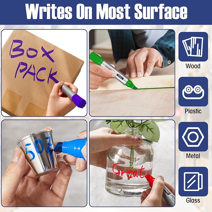 Fuutreo 10 Pack Jumbo Permanent Markers Bulk Large Chisel Tip Permanent Markers - Image 6