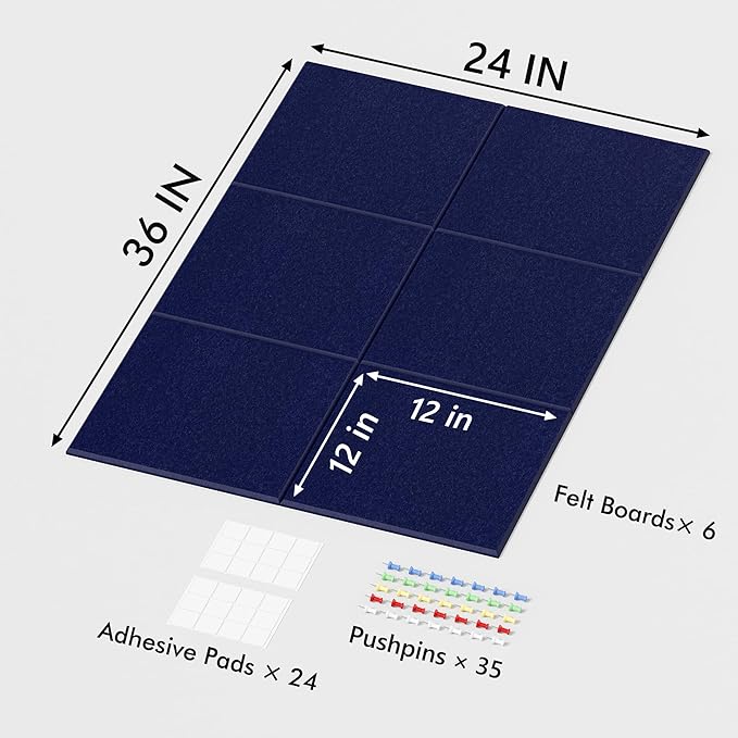 Neatsure Large Cork Board for Wall, 6 Panels Felt Tiles Tack Push Pin Board for - Image 3