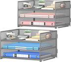 Subekyu 2-Pack 3-Tier Gray Metal Mesh Desk Paper Letter Tray & File Sorter