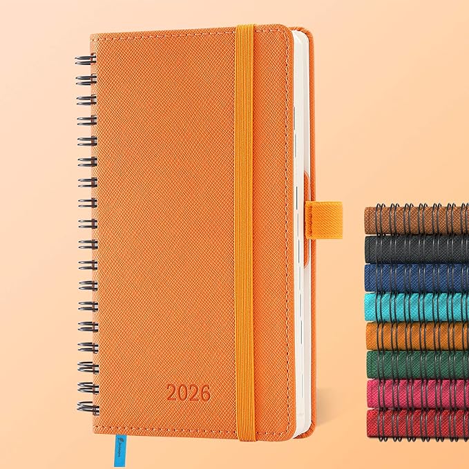 IN-LUXPRO Planner 2026 Daily Weekly and Monthly, 6.5"x3.75", 12 Months Spiral by IN-LUXPRO