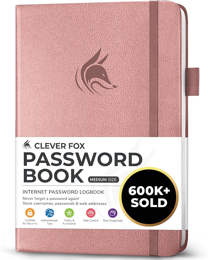 Clever Fox Password Book with alphabetical tabs. Internet Address Organizer by CleverFox