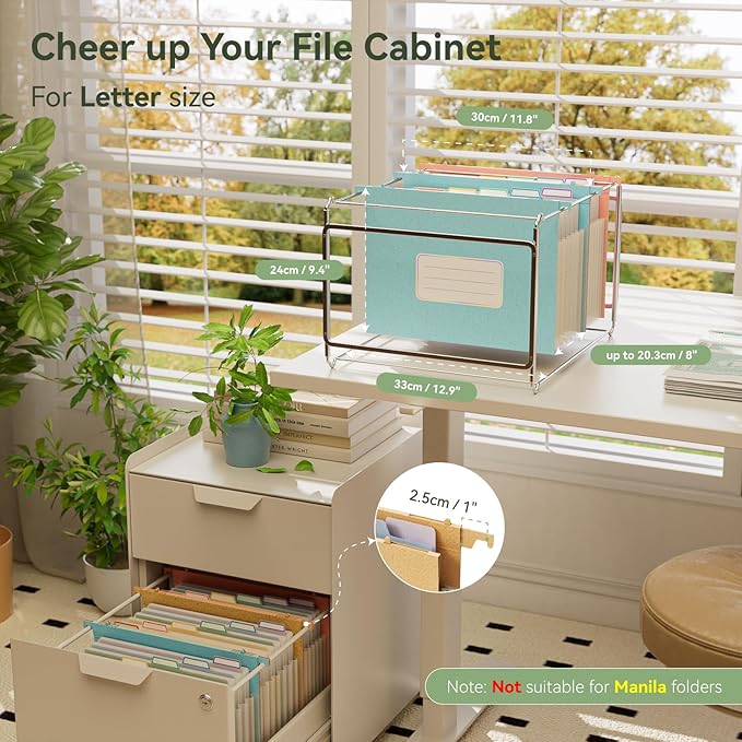EcoStash Wheat Straw Expanding Hanging File Folders, 3 Color File Organizer - Image 2
