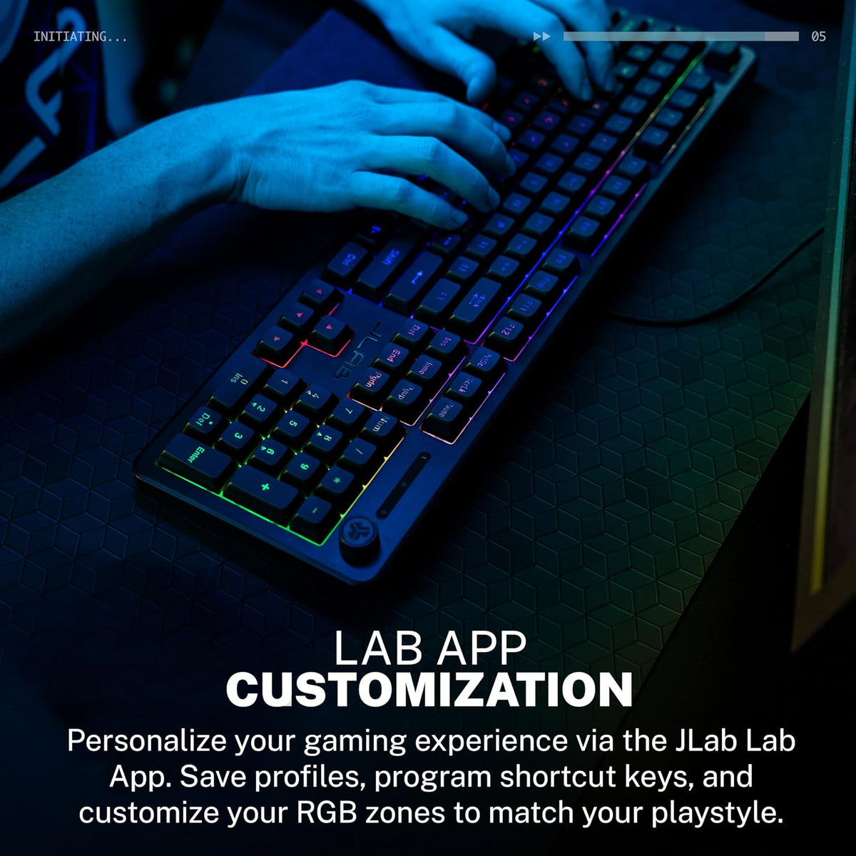 JLab Nightfall Gaming Keyboard, Wired, RGB, 104 Keys, Black