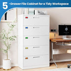 PEUKC 5 Drawer File Cabinet, Lateral Filing Cabinets - Image 7