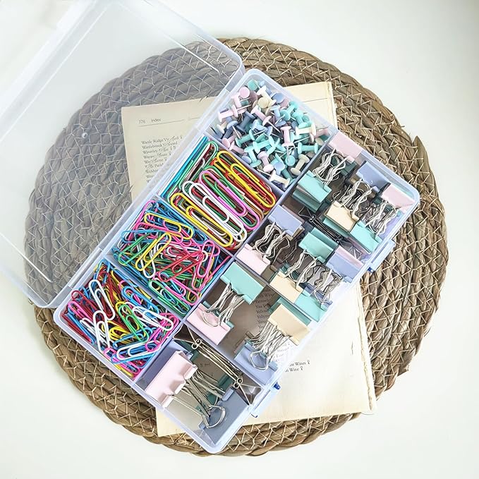 664 Pcs Paper Clips and Binder Clips Kit Assorted Sizes Colored Office Clips - Image 3