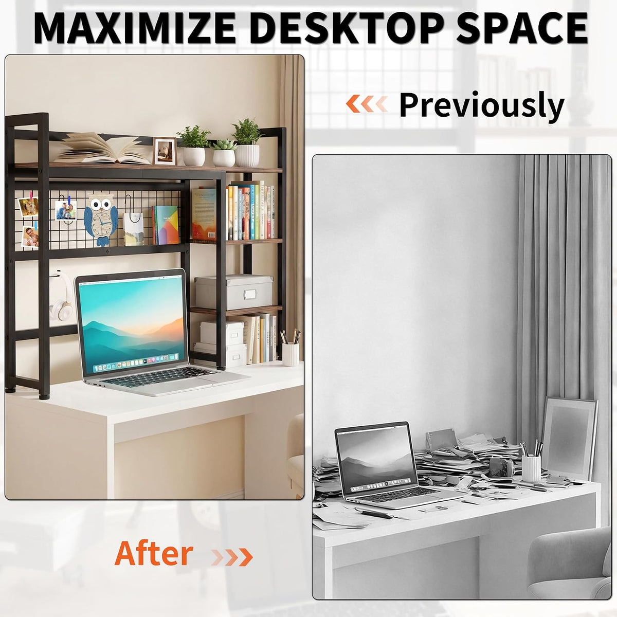 IBVIVIC Desktop Shelf, 38.5'' Desktop Organizer Shelf for Computer Mo...