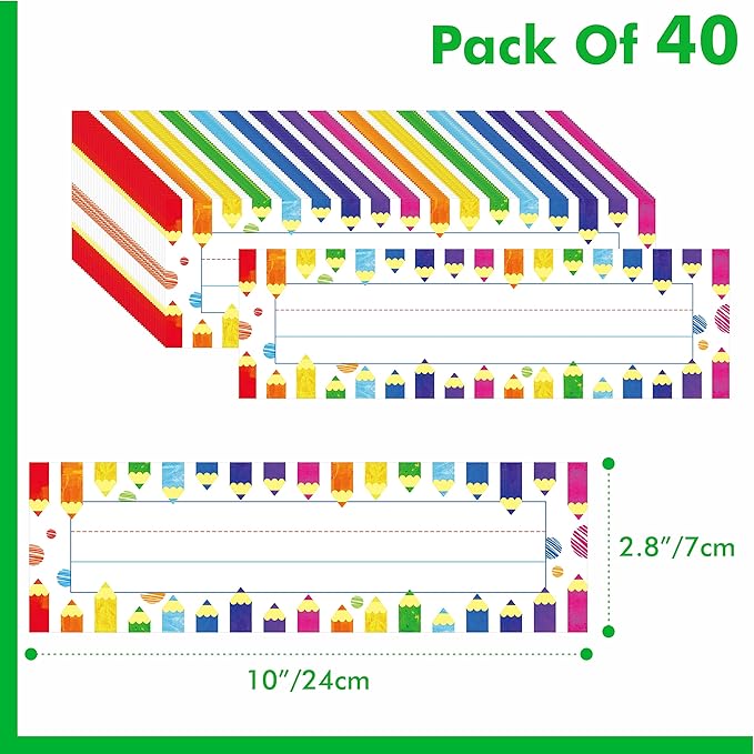 40PCS Desk Nameplates, Double Sided PET Film Desk Name Tags Erasable & Reusable - Image 2