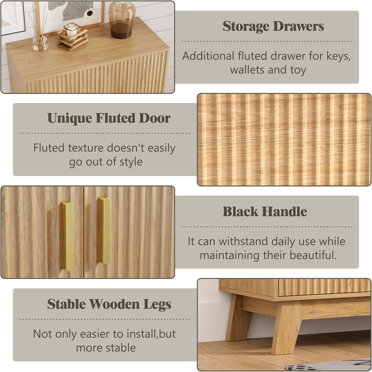 HUANLEGO Shoe Cabinet Storage for Entryway with Doors, Oak