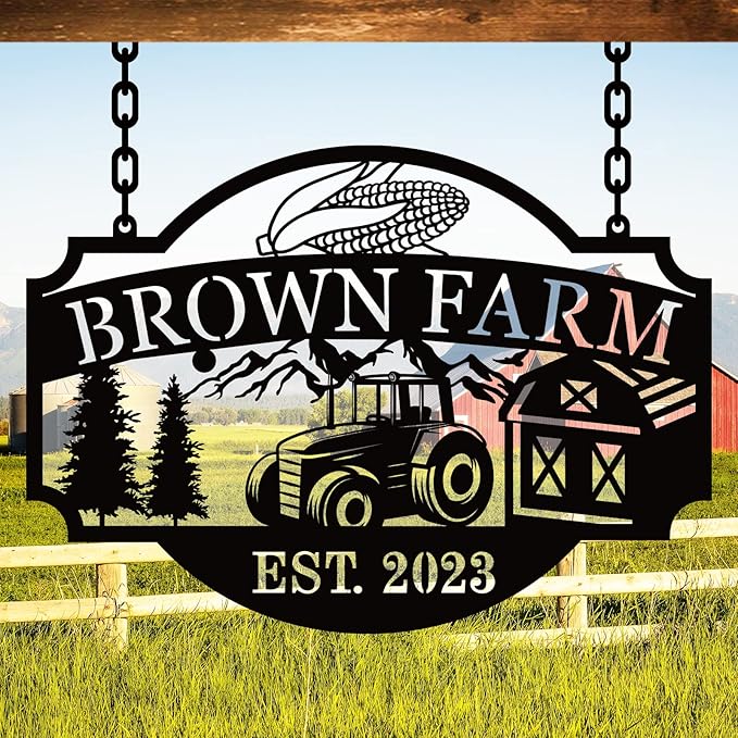 Custom Farmhouse Metal Sign | Personalized Last Name & Established Date Farm by HYTSIGN