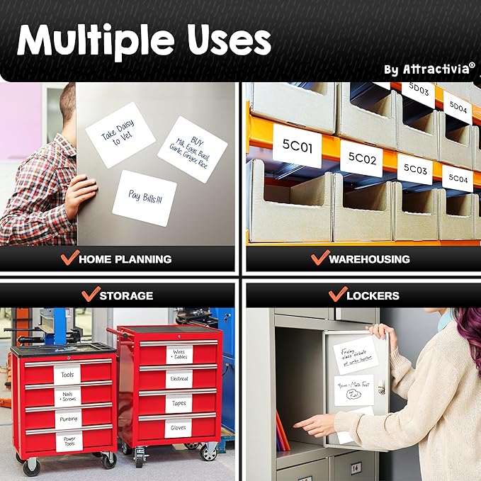 Attractivia Dry Erase Magnetic Labels 7.3 x 5.6 in, Dry Erase Magnets, - Image 4