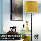 GO&SO Set of 1 Large Drum Yellow Velvet Lamp Shade -16" Top x 16" Bottom x 12" - Image 4