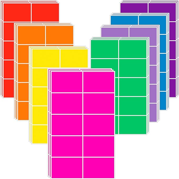 YSHIHE Colored Labels Stickers 3 x 2 Inch Rectangular Moving Labels 8 Colors by YSHIHE