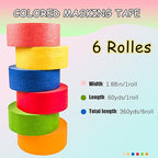 COSIMIXO Colored Masking Tape 1.88 inches x 60 Yards, Rainbow Colors Painters - Image 2