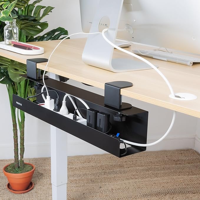 Mount-It! Under Desk Cable Management Tray – Clamp-On No-Drill Metal Cable - Image 6