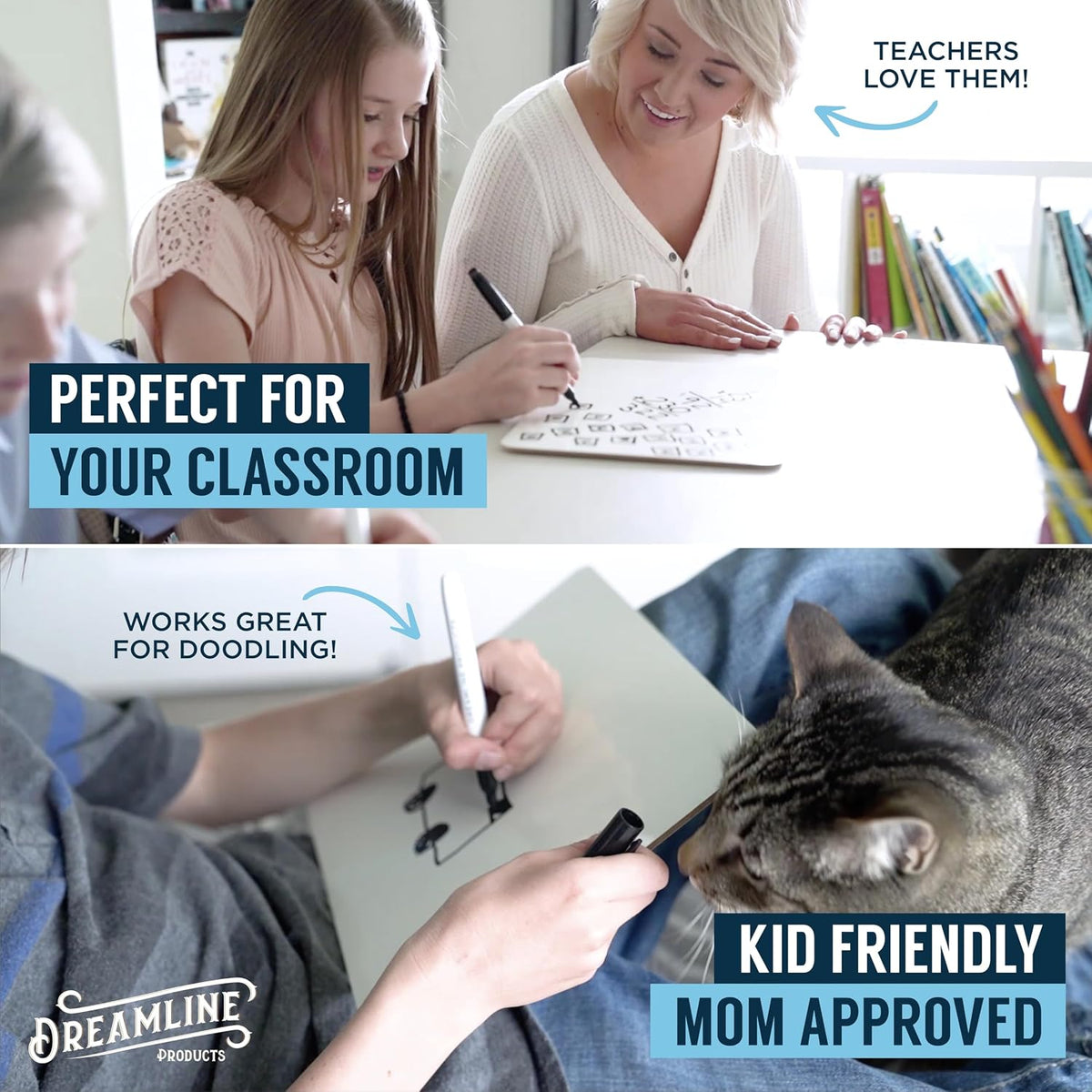 Dry Erase Boards [30pc Double Sided] Lapboards with ClearWipe Coating! Small ...