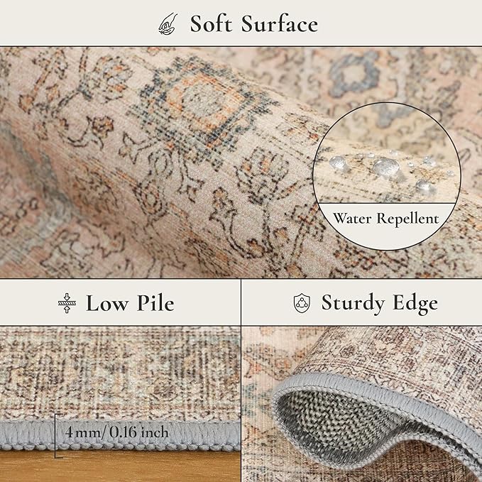GENIMO 8x10 Area Rugs for Living Room, Machine Washable Non Slip Vintage Rugs - Image 8