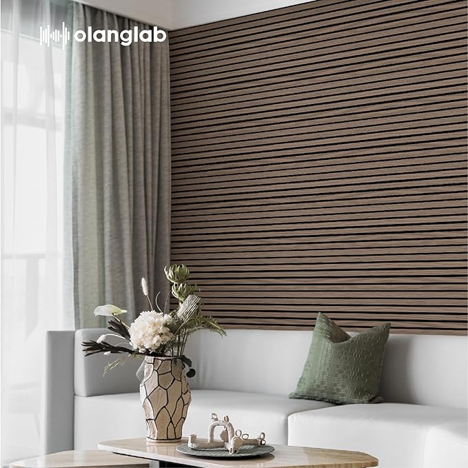 Olanglab Wood Slat Wall Panels, Wooden Acoustic Wall Panels, 94.5"x12.6" Each - Image 7